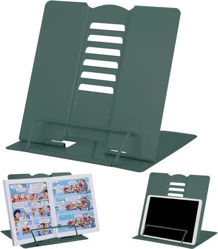 Miniatura 10 de MSDADA - Soporte de libros de escritorio, soporte de libros de lectura, de metal, ajustable, para libros de cocina, documentos, portátil