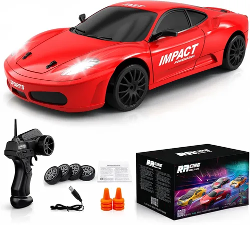 Auto de control remoto RC Drift Car 2.4GHz escala 1:24 4WD 15KM/H Modelo de alta velocidad vehículo con luces LED Drifting Tire Racing Sport Toy Car