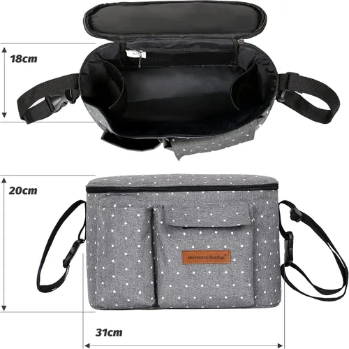 Miracle Baby Bolsa organizadora de cochecito para mamá, bolsa universal de almacenamiento de cochecito, compatible con la mayoría de cochecitos,