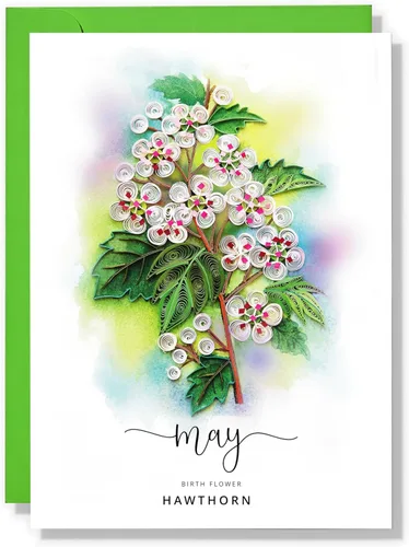 Miniatura 16 de Tarjeta de Flor de Nacimiento, Tarjeta Floral de Quilling Hecha a Mano para Cumpleaños, Aniversario, Flor de Mes de Nacimiento para Mamá, Mujeres