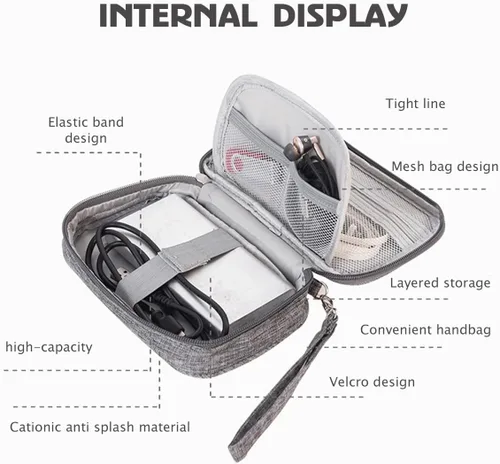 Miniatura 7 de 4 bolsas organizadoras electrónicas, bolsa organizadora de cables de viaje pequeña, organizador de cables de viaje impermeable, funda de transporte