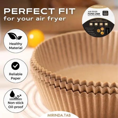 Miniatura 5 de Forro de papel desechable para freidora de aire, 300 forros desechables antiadherentes, papel de hornear para freidora de aire, a prueba de aceite