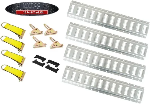 Miniatura 8 de Mytee Products Kit de amarre E-Track de 14 piezas, 4 rieles horizontales de 5 pies, 2 correas de trinquete Etrack de 2 pulgadas x 12 pies, 4 juntas