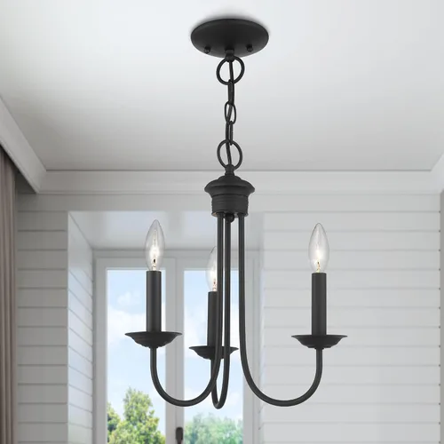 Miniatura 10 de Livex Lighting 42683-04 - Lámpara de araña de acero con 3 luces para decoración del hogar, 1 lámpara de techo negra, perfecta para decoración