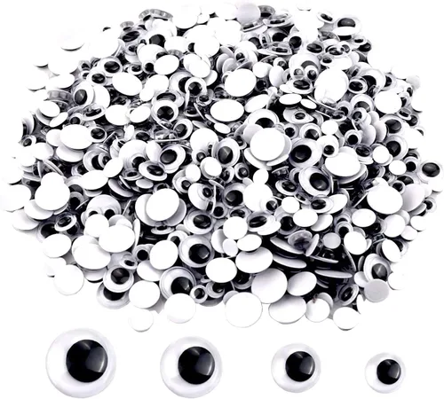 UPINS 1500 calcomanías negras de ojos googly con autoadhesivos, 0.236 in, 0.315 in, 0.394 in, 0.472 in, embalaje mixto