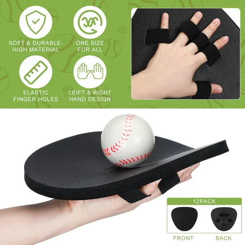 Miniatura 3 de Guante de entrenamiento de béisbol Leyndo con espuma para campo, guante de entrenamiento de campo para manos rápidas, práctica de bateo con dos Negro
