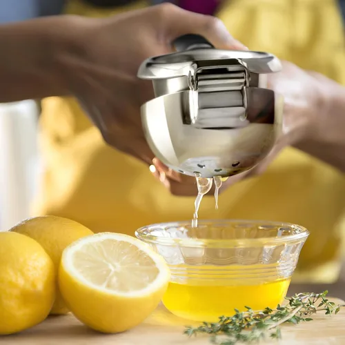 Miniatura 2 de Sopito - Exprimidor de limón de acero inoxidable, resistente con cuenco exprimidor de metal grande para jugos sin semillas, diseño de agarre
