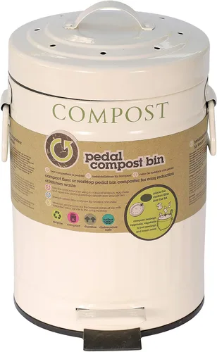 Miniatura 7 de KitchenCraft KCCOMPBIN - Papelera de cocina con pedal, metal, 3 litros, color crema