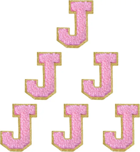 Miniatura 164 de 6 piezas de parches de letras de chenilla autoadhesivas, parches de letras preppy de 2 pulgadas para bolsos, ropa y sombreros, grandes pegatinas