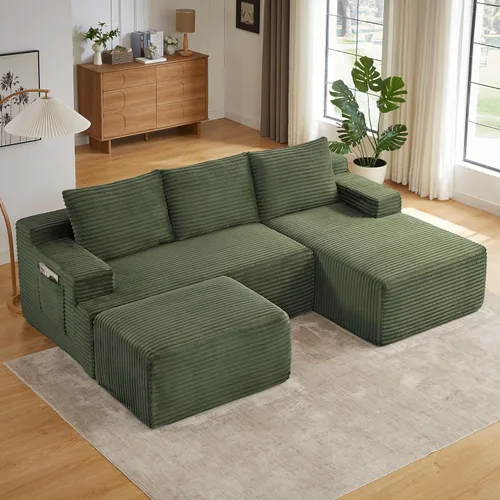 Miniatura 8 de Sofá modular Cloud de 107 pulgadas, sofá modular en forma de L con diván de gran tamaño orientado hacia la izquierda, sofá de pana de asiento