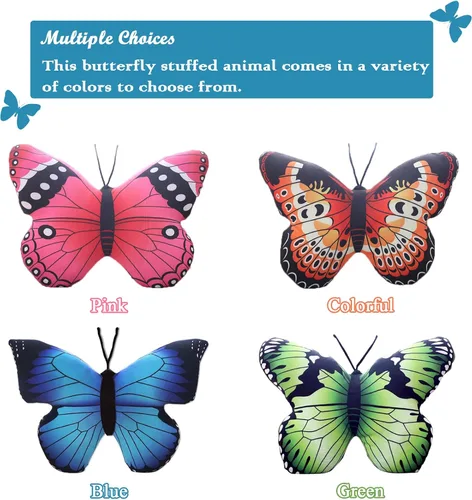 Miniatura 7 de zhidiloveyou Peluche de mariposa de peluche azul Kawaii mariposa almohada regalo, 16 × 12 pulgadas