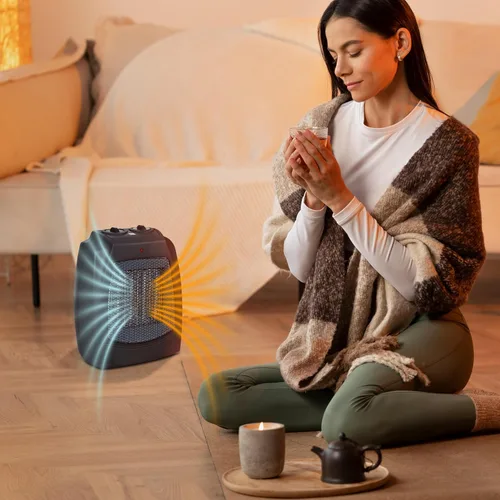 Miniatura 5 de Dual Comfort - Calentador de espacio portátil 2 en 1 y ventilador con elemento calefactor de cerámica, termostato ajustable, protección contra