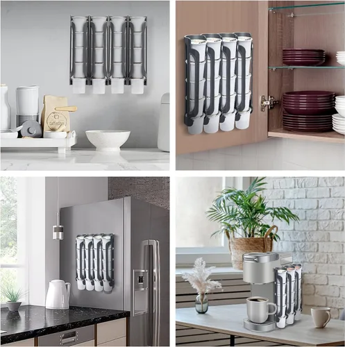 Miniatura 5 de Soporte para K Cup para Keurig: Soporte para Cápsulas de Café para Mostrador de Espacio Pequeño - Soporte para Kcup para Montaje en Pared