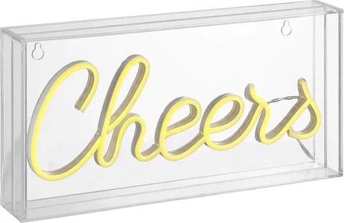 Miniatura 2 de JONATHAN Y Luz de neón LED amarilla "Cheers" de 11.8 pulgadas de ancho x 5.9 pulgadas de alto, operada por USB, amarillo, 147 lúmenes, caja acrílica