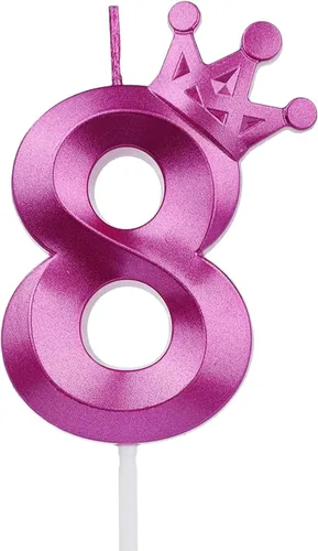 Miniatura 39 de Vela rosa de cumpleaños número 1, decoración temática rosa para fiesta de primer cumpleaños, velas de número 3D diseñadas con corona para decoración