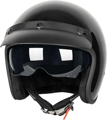 Miniatura 8 de Yesmotor Casco de motocicleta retro de cara abierta 3/4, casco Vespa, aprobado por DOT, adultos, unisex, entusiastas de la motocicleta, amantes