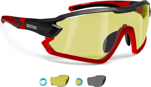 Miniatura 18 de Bertoni Gafas de sol deportivas polarizadas fotocromáticas ciclismo MTB con prescripción portador QUASAR Negro-Aguamarina/Espejo Azul
