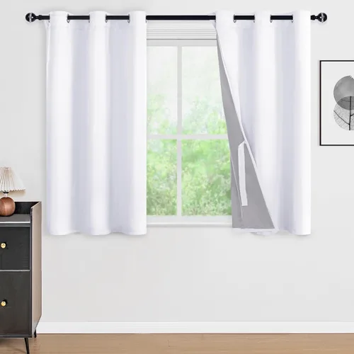 Miniatura 19 de DWCN Cortinas 100% opacas de 84 pulgadas de largo para dormitorio con forro negro, paneles de cortina de ventana de doble capa con aislamiento Azul