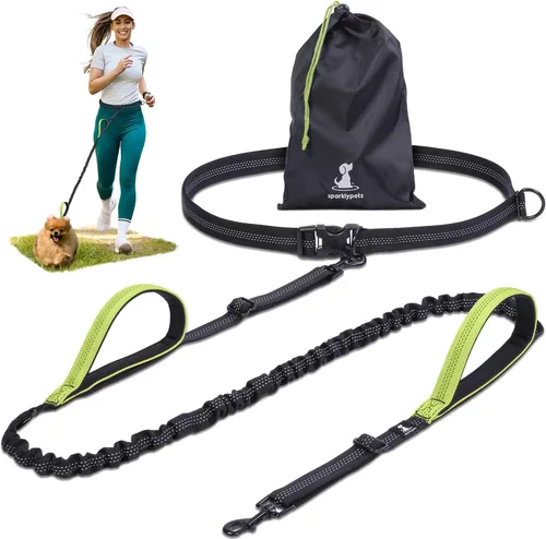 Miniatura 20 de SparklyPets Double Bungee Waist 2 Dog Leash with Back Brace – Dual Dog Leash for Medium/Large Breeds – Running Belt Fanny Pack with Phone, Waste