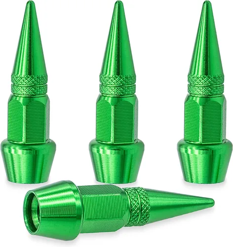 Miniatura 11 de 4 piezas de tapas de válvula de rueda con estilo púas, cubiertas universales de válvula de rueda de aleación de aluminio a prueba de polvo