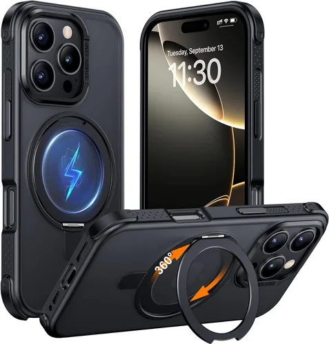 Miniatura 12 de Magnética para iPhone 12 e iPhone 12 Pro Funda, [con Soporte de Anillo Magnético Invisible Giratorio 360°][A Prueba de Golpes][Compatible