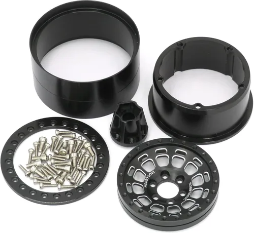Miniatura 3 de HOBBYSOUL Neumáticos de altura de 5.0 pulgadas, neumáticos 2.2 y neumáticos y ruedas Beadlock 2.2 con desplazamiento negativo -10mm, llantas negras