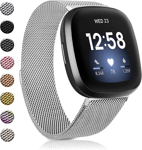 Miniatura 11 de Amzpas Bandas compatibles con Fitbit Versa 3/4 Fitbit Sense/Sense 2, correa magnética ajustable de acero inoxidable transpirable para Fitbit Versa