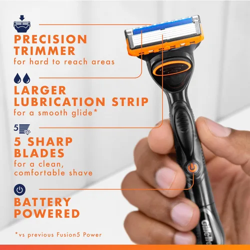 Miniatura 2 de Gillette Fusion5 Power Razor para hombres, 1 mango de maquinilla de afeitar Gillette Power + 1 repuesto de cuchilla