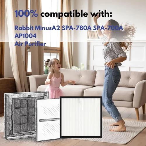 Miniatura 3 de Nispira Filtro HEPA de repuesto para purificador de aire ultra silencioso Rabbit MinusA2 SPA-780A, SPA-700A, AP-1004, 1 paquete