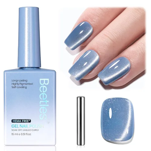 Miniatura 51 de Beetles - Esmalte de uñas de gel ultravioleta semipermanente sin HEMA de alto brillo para manicura francesa y arte de uñas, frasco a juego, blanco