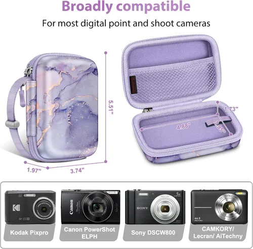 Miniatura 2 de FINTIE Funda para cámara digital compatible con Kodak Pixpro FZ55/ FZ45/ FZ53/ FZ43/ WPZ2, Canon PowerShot ELPH 360/ Lecran/CAMKORY, bolsa de Lila