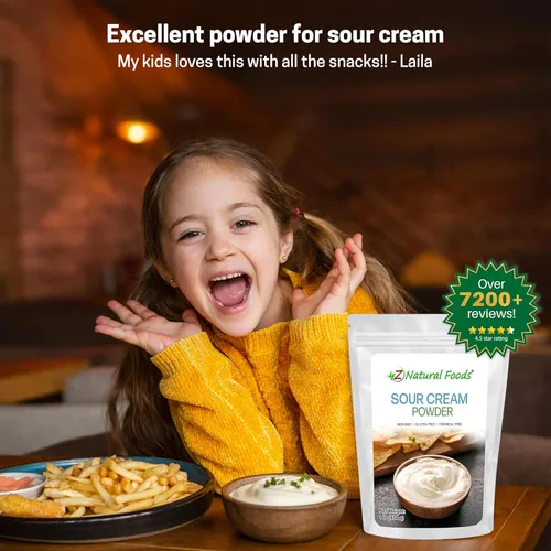 Miniatura 7 de Z Natural Foods Crema agria en polvo, cremosa baja en lactosa con probióticos, en polvo para una larga vida útil, mezcla fácil 2:1 para hornear