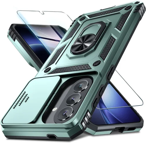 Miniatura 32 de Janmitta Compatible con Galaxy A15 5G Funda con Cubierta Deslizante Integrada para Lente de Cámara + Protector de Pantalla + Soporte de Anillo