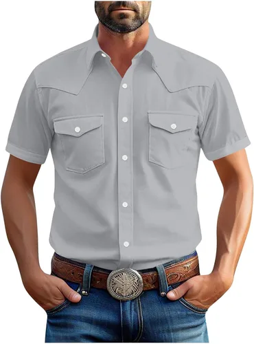 Miniatura 12 de Men's Short Sleeve Button Down Shirts Cargo Shirt Fashion Casual Summer Beach Shirts Business Work Basic Tee Tops