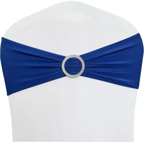 Miniatura 12 de Cintas elásticas de elastano para sillas 50 unidades, lazos elásticos para sillas con hebilla deslizante para decoración de bodas, fiestas, Azul bebé