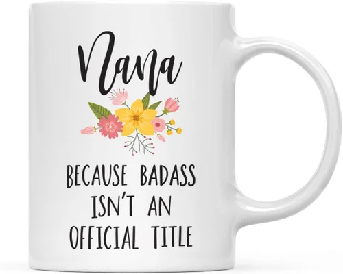 Miniatura 59 de Andaz Press Taza de café de 11 onzas, regalo de broma, tía porque Badass no es un título oficial, gráfico floral, 1 paquete