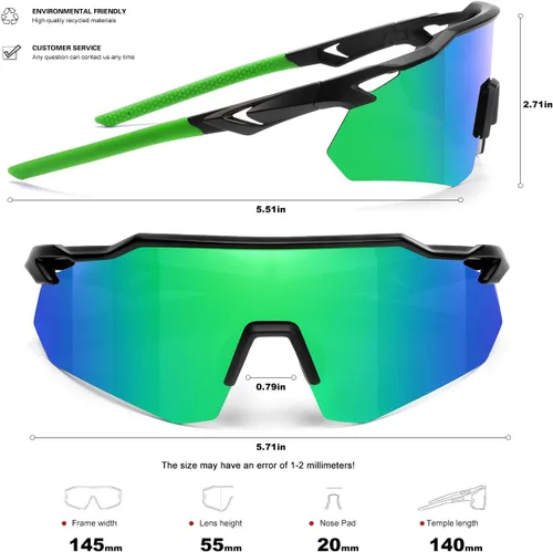 Miniatura 4 de SEKKAF Gafas de sol deportivas polarizadas para hombres y mujeres, protección UV, ligeras, para correr, ciclismo, almohadillas antideslizantes