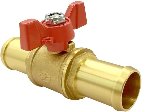 Miniatura 4 de Válvula de cierre de latón Válvula de bola de lengüeta de manguera de 1 pulgada Interruptor rojo con abrazaderas para agua, combustible y aire