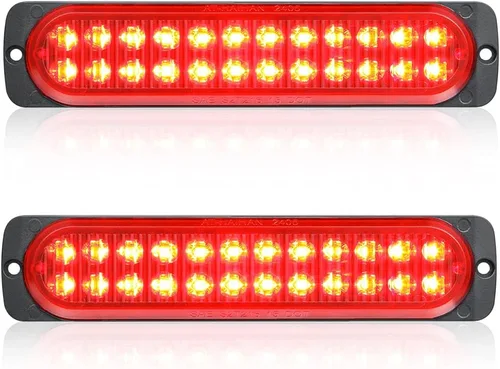 Miniatura 10 de Paquete de 2 luces traseras LED rojas de carcasa de aluminio, para remolque, freno y giro, cumple con DOT, impermeable, montaje en superficie, Rojo