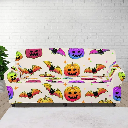 Miniatura 19 de Boatee Funda elástica para sofá con diseño de murciélago y luna de Halloween, funda de sofá suave, lavable, protector de muebles con parte inferior