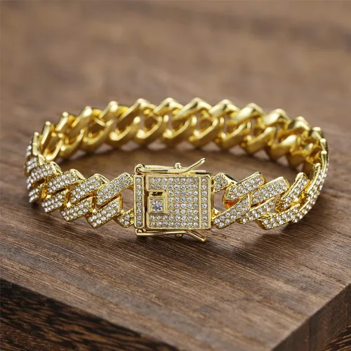 Miniatura 6 de Saintda Pulsera de eslabones cubanos para hombres y mujeres, pulseras de plataorooro rosa, pulsera cubana de Miami, joyería de hip hop, regalo