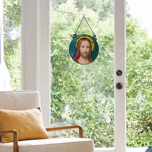 Miniatura 4 de BOXCASA Cristales cristianos para colgar en la ventana, atrapasoles Jesús sagrada decoración espiritual, regalo cristiano para personas religiosas