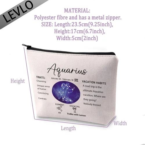 Miniatura 2 de LEVLO 12 bolsas de aseo de viaje de constelación, 12 bolsas de maquillaje cosmético del zodiaco, regalo de cumpleaños para el día de la madre