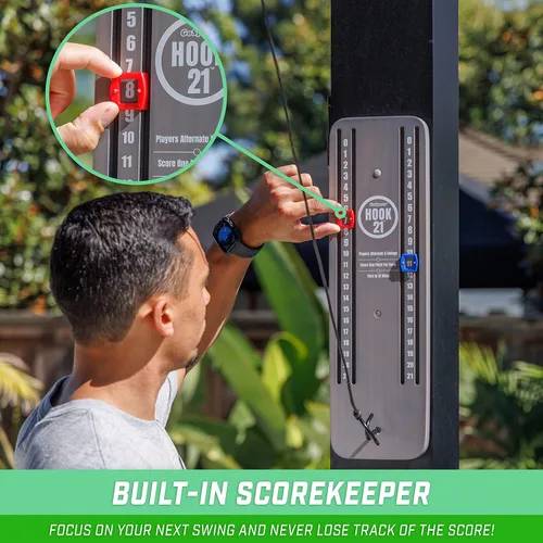 Miniatura 5 de GoSports Hook 21 Juego de Anillo Colgante de Techo - Elige Tu Color - Juega en Interiores o Exteriores Gris