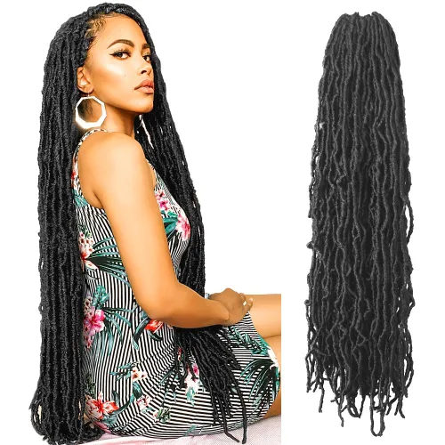 Miniatura 8 de Niseyo Rastas de pelo sintético de ganchillo de 24 pulgadas, 6 paquetes de extensiones de cabello sintético lacio de ganchillo largo
