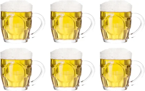 Miniatura 8 de Dimple Stein - Juego de tazas de cerveza de 10 onzas con asa, tazas de cerveza de vidrio, aptas para lavavajillas y congelador, transparentes
