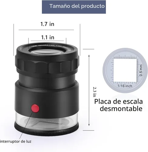 Miniatura 4 de Lupa de lupa de 30X, lupa de ojo portátil recargable por USB con 8 luces para costura, joyería, monedas, divisas, sellos
