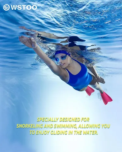 Miniatura 7 de WSTOO - Aletas cortas de entrenamiento aerodinámicas, aletas de natación de silicona para adultos y jóvenes (hombres y mujeres), ideales para nadar