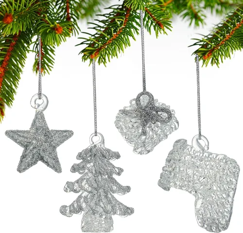 Miniatura 9 de 12 adornos de ángel dorado de cristal, ángeles de la guarda, adornos para árbol de Navidad de 2.1 pulgadas, colorido mini ángel colgante hilado
