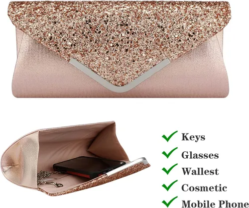 Miniatura 4 de jessie Bolso de mano para mujer, bolso de noche con purpurina brillante para bodas y fiestas